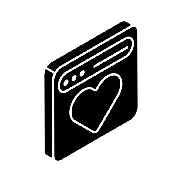 Corazón Dentro Página Web Que Muestra Icono Del Concepto Citas — Vector de stock