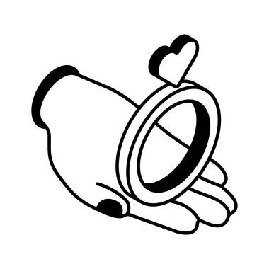 Kalp halkası, moda düğün teklifinin konsept simgesini gösteriyor