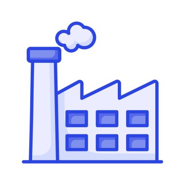 Manufacturing Plant, building with chimney showing concept icon of power plant or industry vector