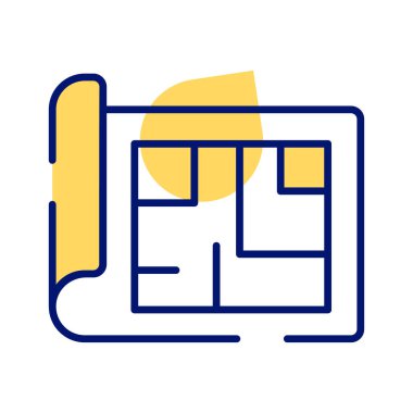 Mimari planın güzel ikonu, ev planının modaya uygun simgesi