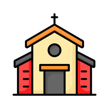 Bir katedral binası, Hıristiyan düğün evi, kilise düzenlenebilir vektörü.