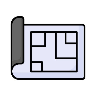 Mimari planın güzel ikonu, ev planının modaya uygun simgesi