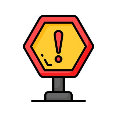 Beyaz arkaplanda izole edilmiş uyarı panosu vektör tasarımının moda simgesi