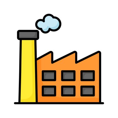 Manufacturing Plant, building with chimney showing concept icon of power plant or industry vector