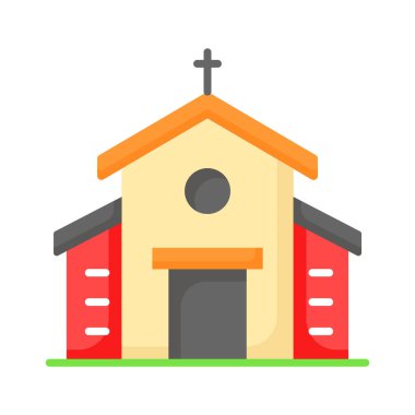 Bir katedral binası, Hıristiyan düğün evi, kilise düzenlenebilir vektörü.