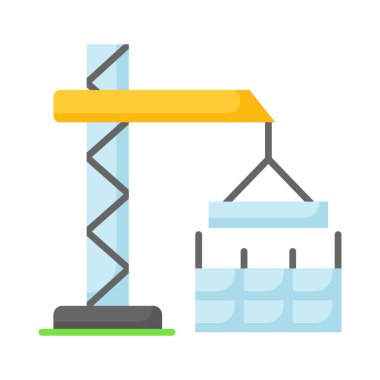 İnşaat vincinin iyi tasarlanmış bir simgesi, vinç prim kullanımı için bağlanıyor