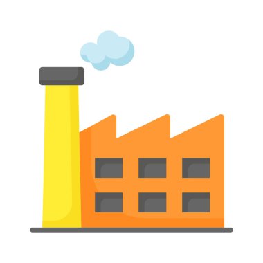 Manufacturing Plant, building with chimney showing concept icon of power plant or industry vector