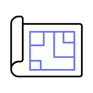 Mimari planın güzel ikonu, ev planının modaya uygun simgesi