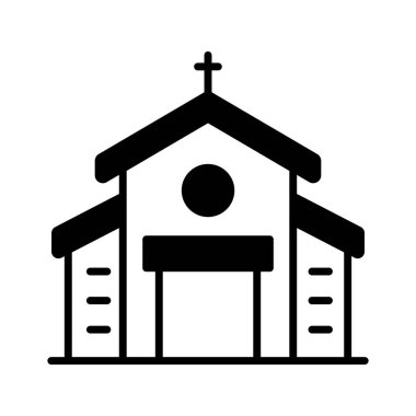 Bir katedral binası, Hıristiyan düğün evi, kilise düzenlenebilir vektörü.