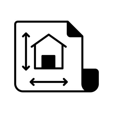 Ev mimarisinin konsept simgesini gösteren sayfadaki ev tasarımı, mimari tasarım