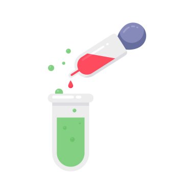 Düşüren ile kimyasal test tübü la deneyinin konsept simgesini gösteriyor
