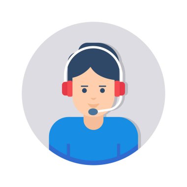 Müşteri desteğinin düz stil, müşteri hizmetlerinin vektörü olarak şaşırtıcı bir simgesi