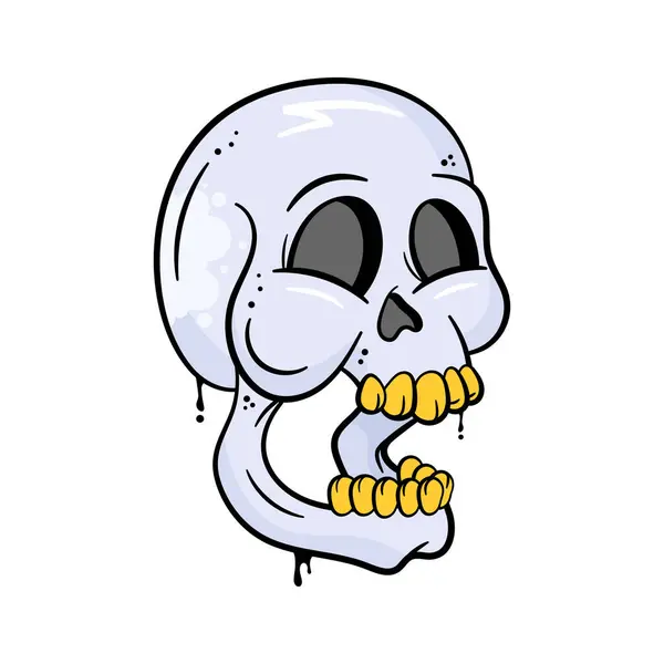 Devil Skull Hand Drawn Vector Head Skeleton Scary Head Bone — Stock Vector