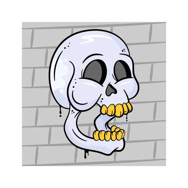 Devil Skull Hand Drawn Vector Head Skeleton Scary Head Bone — Stock Vector
