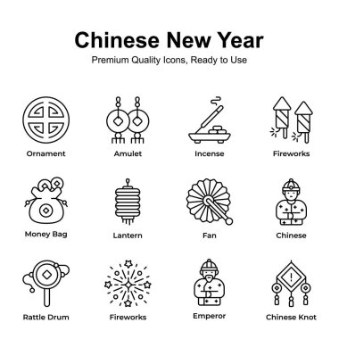 Web sitelerinde ve mobil uygulamalarda kullanılmaya hazır bu muhteşem ve benzersiz Çin yılbaşı simgesini yakalayın