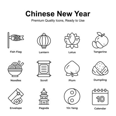 Bu güzel dizayn edilmiş Çin yeni yıl ikonlarını alın.