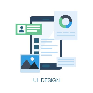 Mobil ui tasarımının düz konsept simgesi, düzenlenebilir vektör