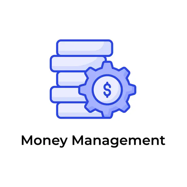 Coins Stack Gear Showing Concept Icon Money Management — Stock Vector