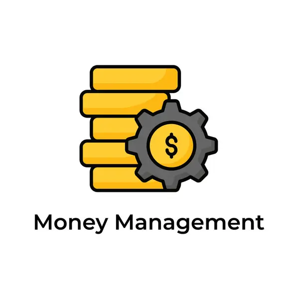 Coins Stack Gear Showing Concept Icon Money Management — Stock Vector