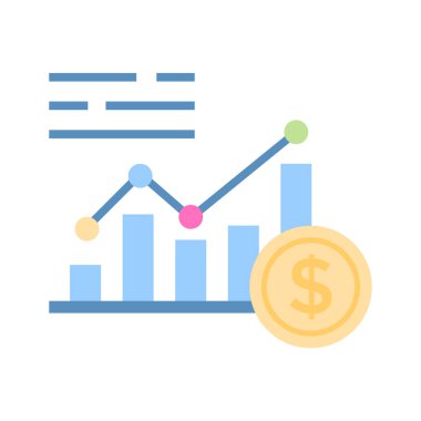 Finansal grafiğin konsept simgesi olan dolar, iş grafiği vektörü