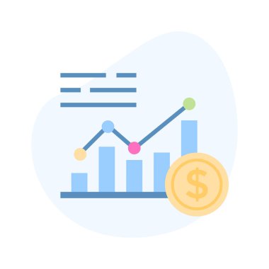 Finansal grafiğin konsept simgesi olan dolar, iş grafiği vektörü