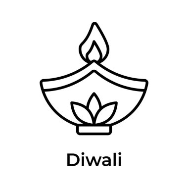 Diwali dekorasyonu, modern tasarım tarzında güzel tasarlanmış bir gaz lambası ikonu.