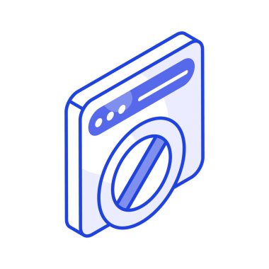 Bloke edilmiş web sitesinin bu inanılmaz izometrik simgesini beyaz arkaplanda izole et