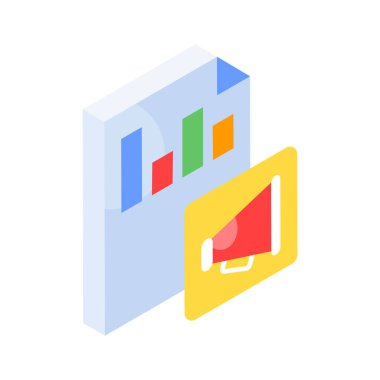 Yaratıcı olarak tasarlanmış pazarlama analizi izometrik vektör tasarımı