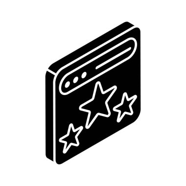 Web sayfasında web sitesi sıralamasının konsept izometrik simgesini gösteren üç yıldız