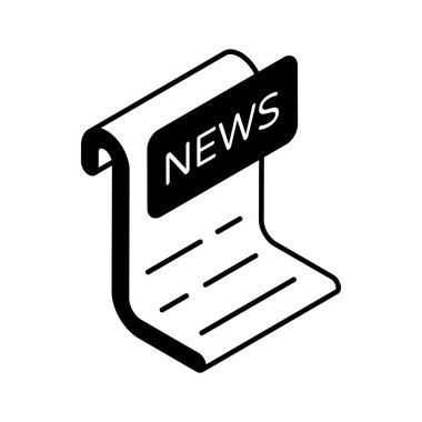 Moda izometrik tarzda, prim kullanımına hazır, haber kağıdının inanılmaz izometrik simgesi