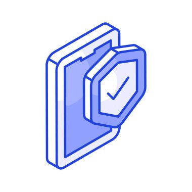 Mobil güvenliğin vektör tasarımlı koruma kalkanı