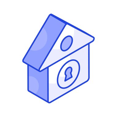 Moda izometrik tarzda ev korumasının iyi tasarlanmış vektörü, düzenlenebilir simge