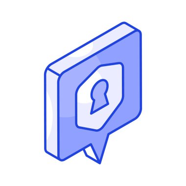 Modern tarzda şifrelenmiş sohbet vektör tasarımı, premium izometrik simge