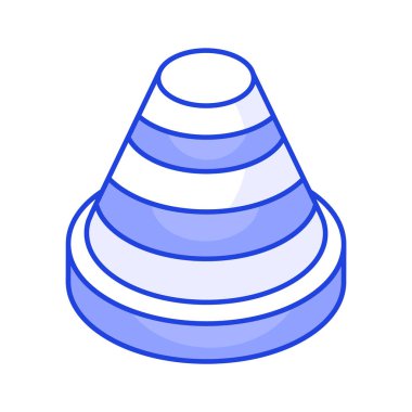 Trafik konisinin modaya uygun izometrik vektörü, yol konisinin modern simgesi