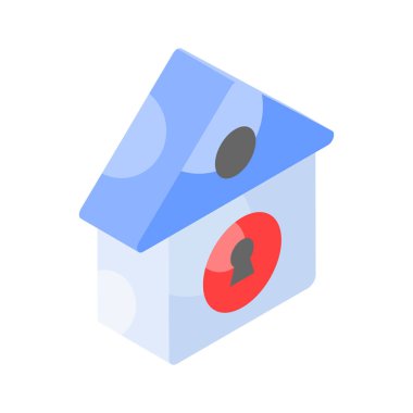 Moda izometrik tarzda ev korumasının iyi tasarlanmış vektörü, düzenlenebilir simge