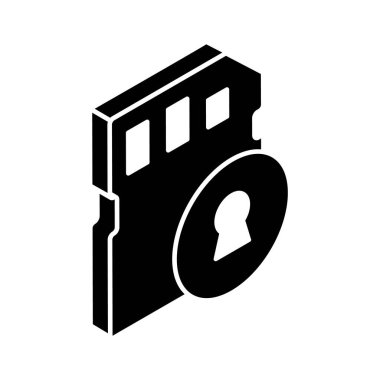 Dikkatlice hazırlanmış bu güvenli hafıza kartı izometrik vektörüne bir göz atın.