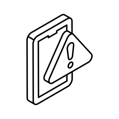 Mobil uyarı izometrik vektörünü gösteren cep telefonlu bir uyarı