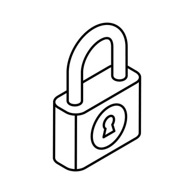 Anahtar delikli asma kilit, güvenlik ve koruma vektörü