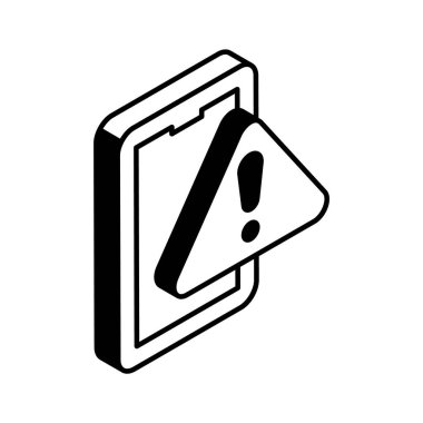 Mobil uyarı izometrik vektörünü gösteren cep telefonlu bir uyarı