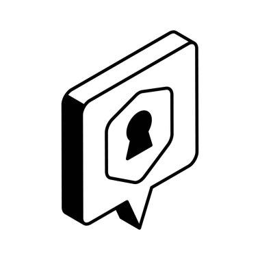 Modern tarzda şifrelenmiş sohbet vektör tasarımı, premium izometrik simge