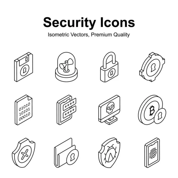 Get Visually Appealing Security Icons Isometric Style Ready Use Download — Stock Vector