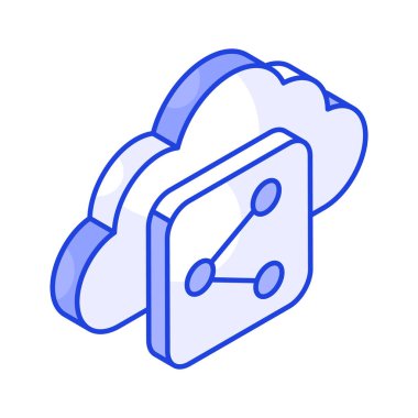 Bulut paylaşımı, modayı paylaşan bulut paylaşımının izometrik simgesi