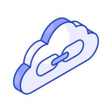 İzometrik tarzda bulut bağlantısının bu yaratıcı simgesini beyaz arkaplanda izole et