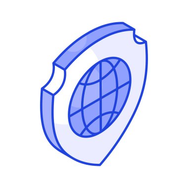 Dünya küresi güvenlik kalkanı içinde küresel koruma konsepti simgesi gösteriyor