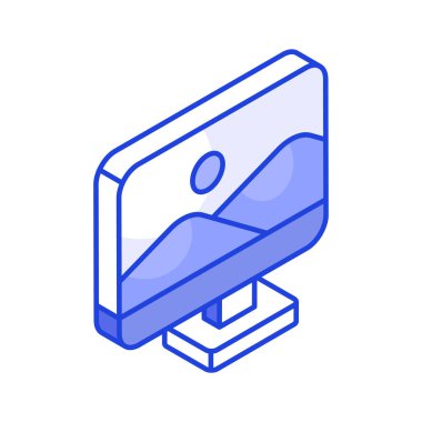 Ekran izometrik vektör tasarımındaki manzara resmi