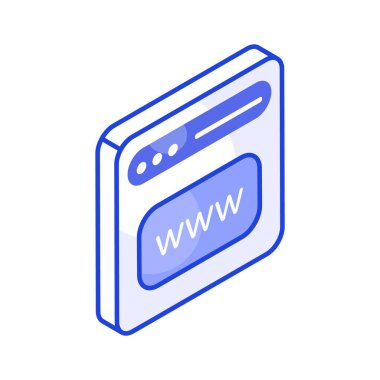 Web adresi izometrik vektör tasarımı, beyaz arkaplanda izole