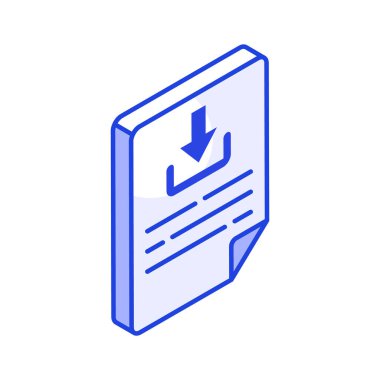 Dosya indirmenin yaratıcı olarak izometrik simgesi, premium vektör