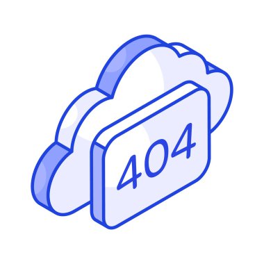 Bulut izometrik bulut hatası konseptini gösteren 404 hatası
