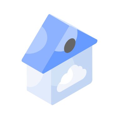 Akıllı Ev 'in izometrik vektörünü gösteren Ev Binası Bulutu