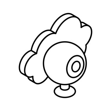 Web kameralı bulut konsept bulut izleme simgesi, bulut kamera vektörü